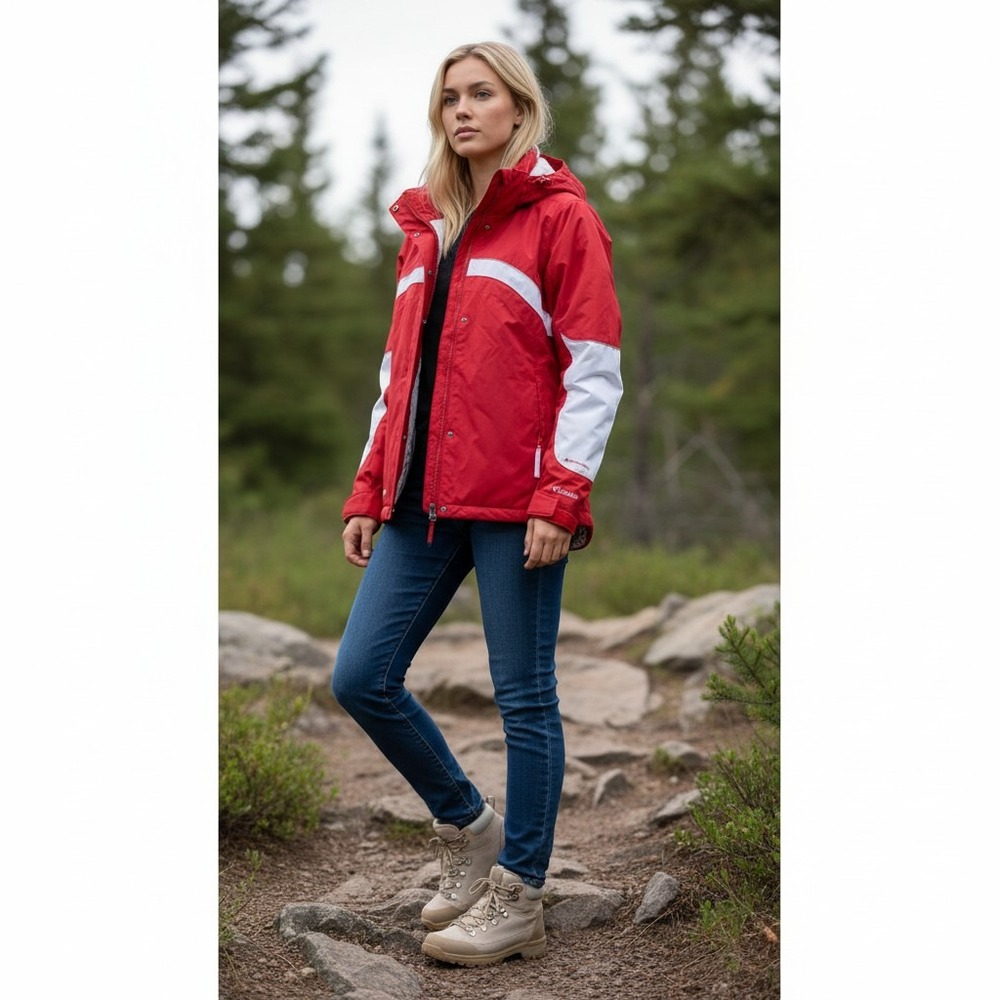 Columbia Women's Red Hooded Jacket M Winter Outdoor Casual‎ Mid-Length